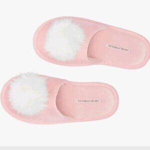 Victoria’s Secret Sexy‎ Light Pink slippers White POM POM Slippers Medium 7/8